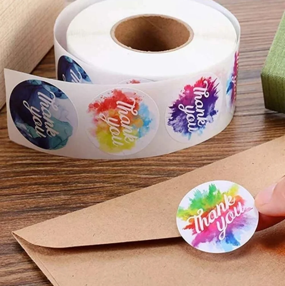 MULTI COLORED WATERCOLOR THANK YOU STICKERS▪︎1